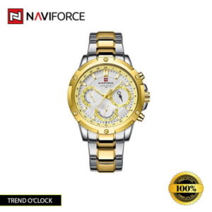 Naviforce-9196 watch in Gold, Silver Black, Silver Blue, Silver Gold, Silver Green, Silver Rose Black, Silver Rose Gold, and Silver White colors.