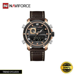 Naviforce-9236 watch in Black Green, Silver Black, Blue, Brown Rosegold, Brown Gold, Black, and Black Gold colors.