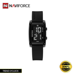 Naviforce 7118 watch with a black dial and matching black silicone strap.